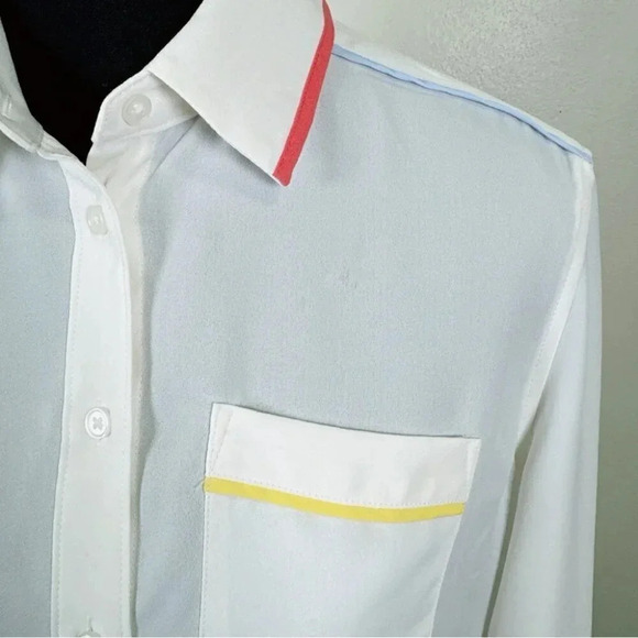 Banana Republic Womens Size Xsmall Color Accents Button Up Blouse Ivory Color - Picture 16 of 16